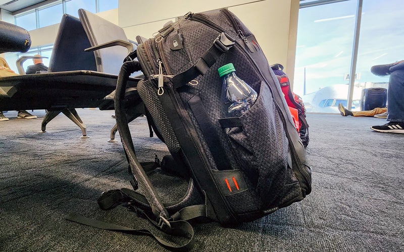 Manfrotto Pro Light Flexloader Backpack L in an airport terminal