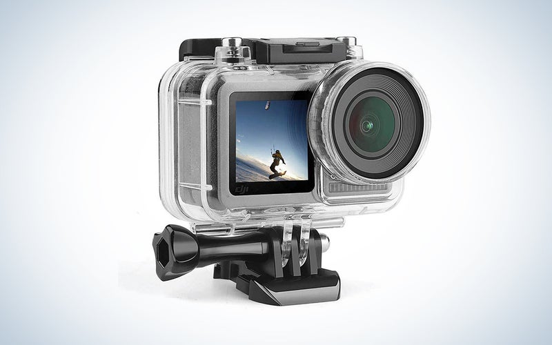 dji osmo action cam in a translucent case