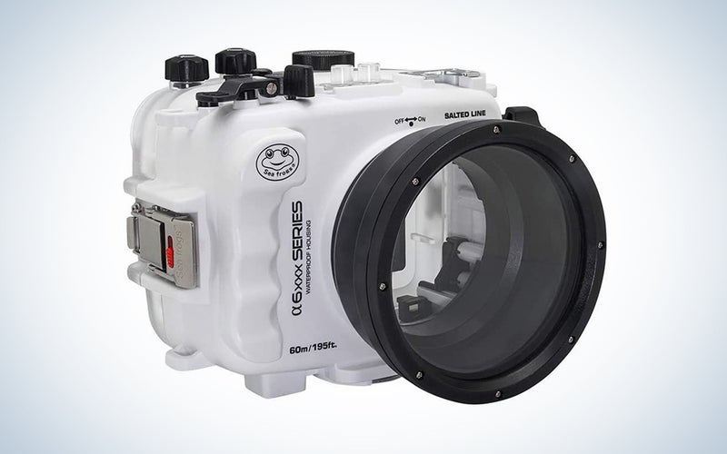 white underwater camera case with a lens cover is great waterproof housing