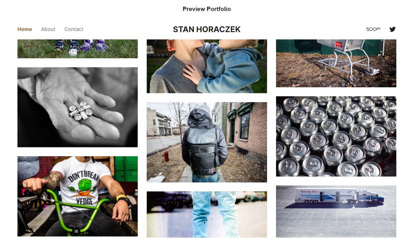 500px portfolio site preview