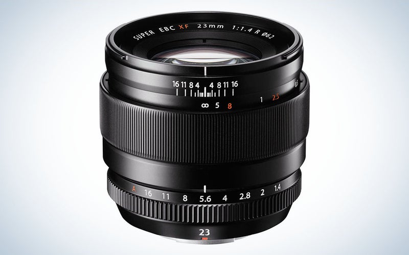The Fujifilm XF 23mm F:1.4 R Lens is the best Fuji wide angle prime lens for portraits.