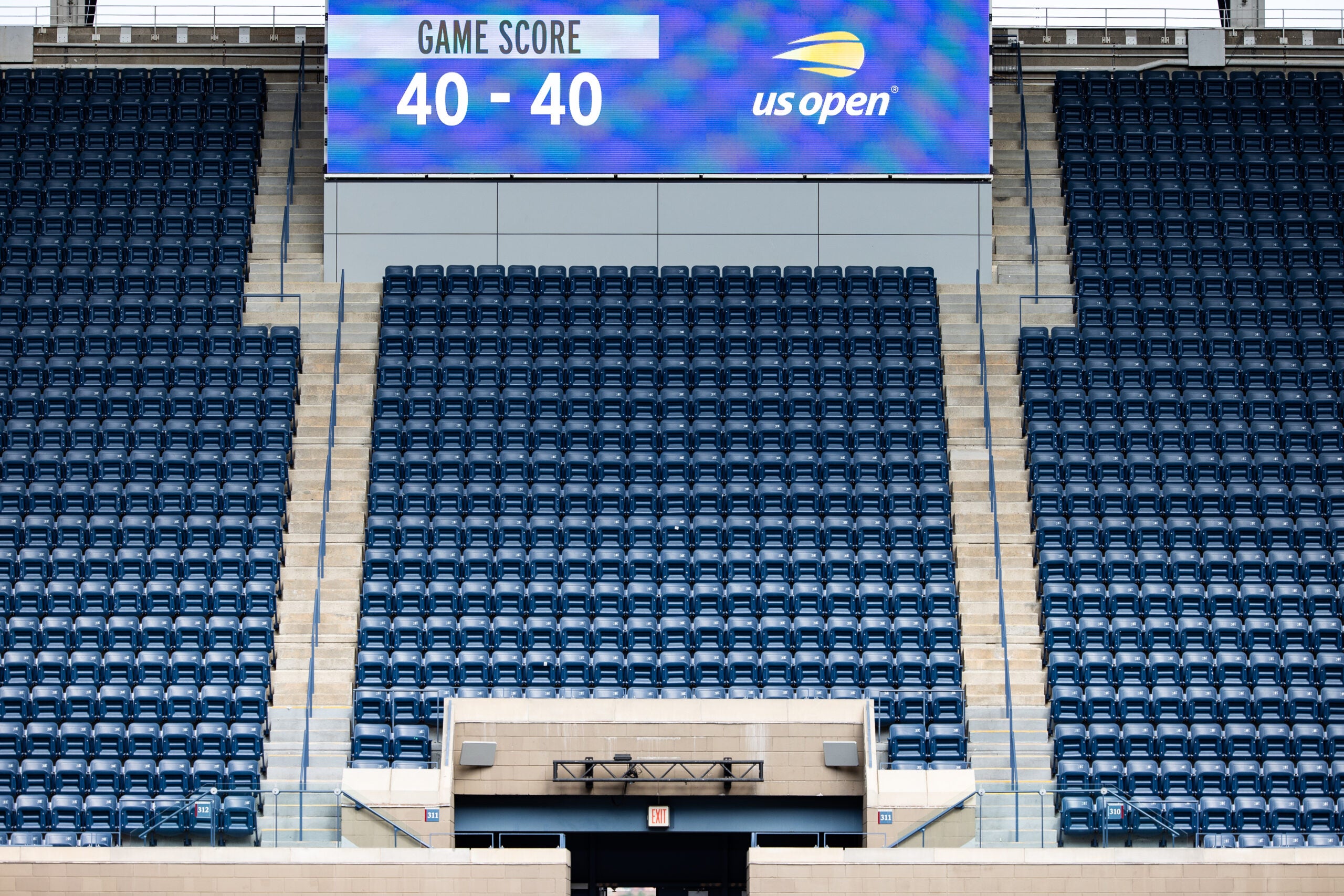 Empty stands and a scoreboard at the US Open in 2020