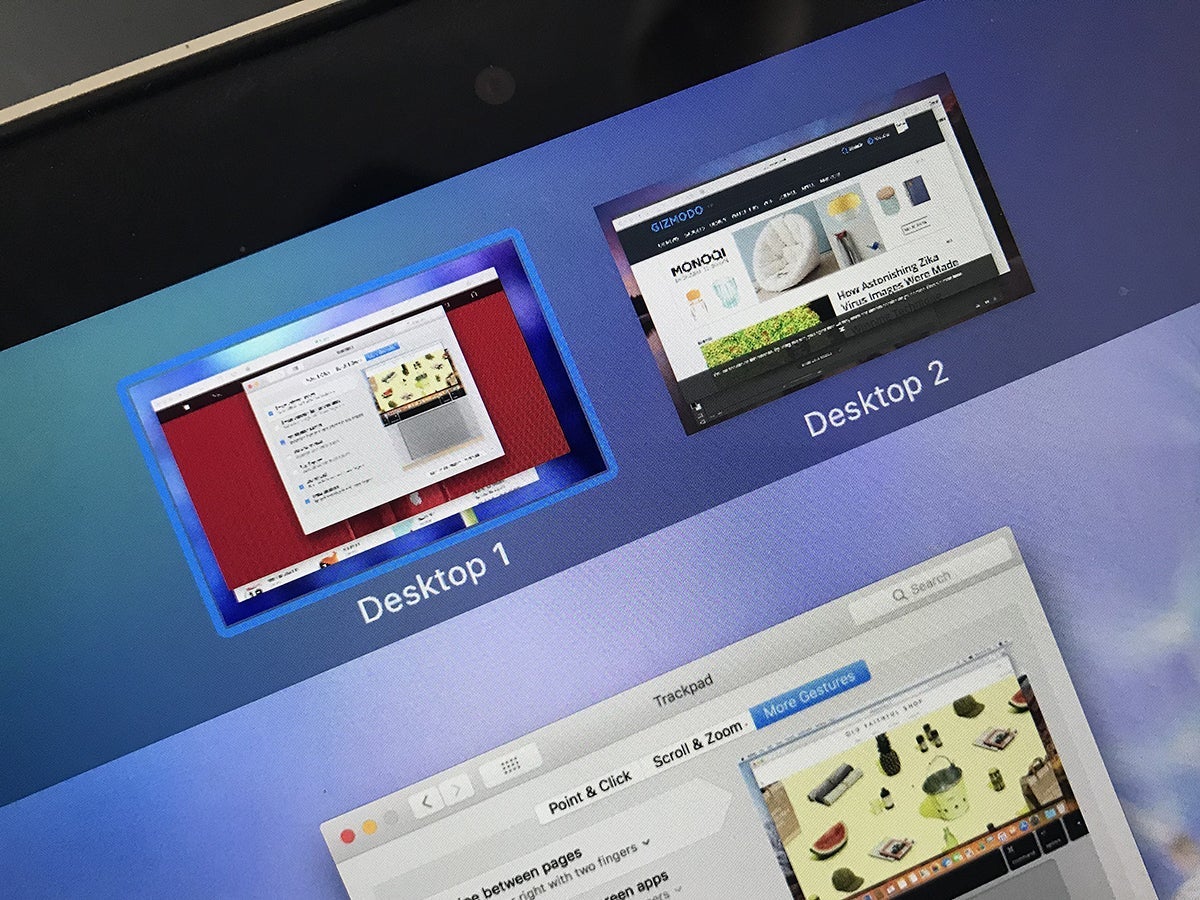 Multiple desktops on a Mac computer.