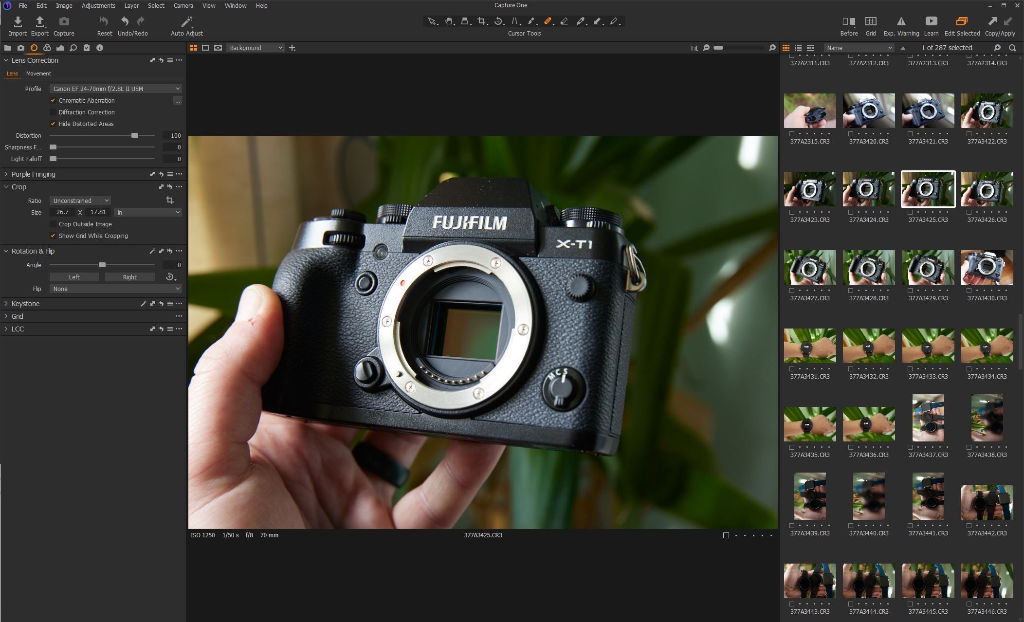 Capture One Pro camera details