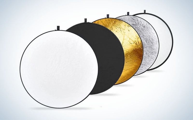 The Neewer 5-in-1 Collapsible Light Reflectors are the best reflector set.
