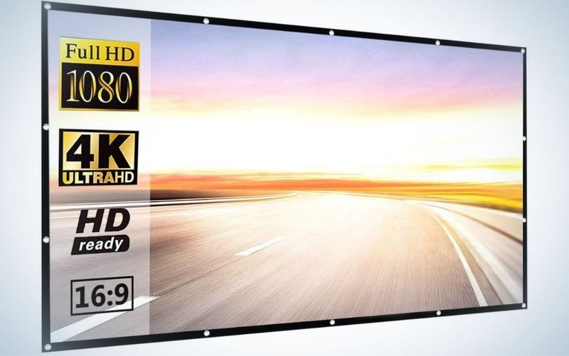 The 120-inch P-Jing projector screen is the best projector screen for less than $25.