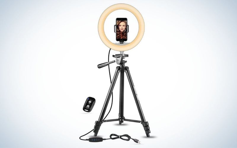 UBeesize 10âSelfie Ringlight with Tripod is the best phone tripod.