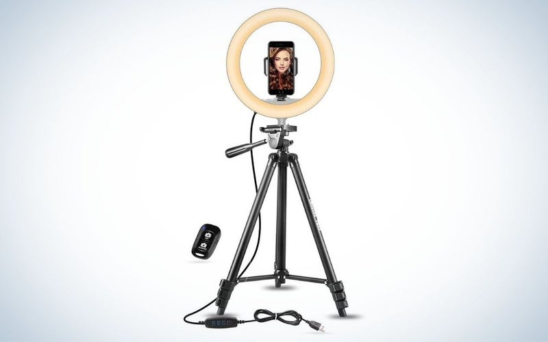 UBeesize 10”Selfie Ringlight with Tripod is the best phone tripod.
