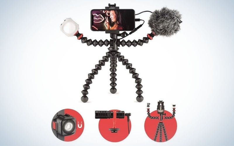 Joby GorillaPod is the best phone tripod for travel.