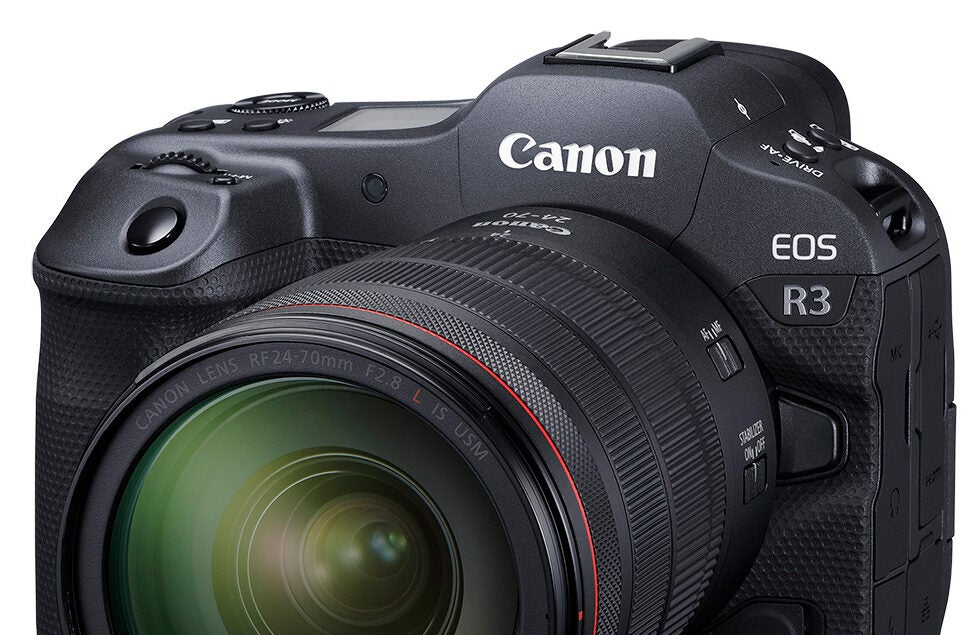 Canon EOS R3 mirrorless camera with lens