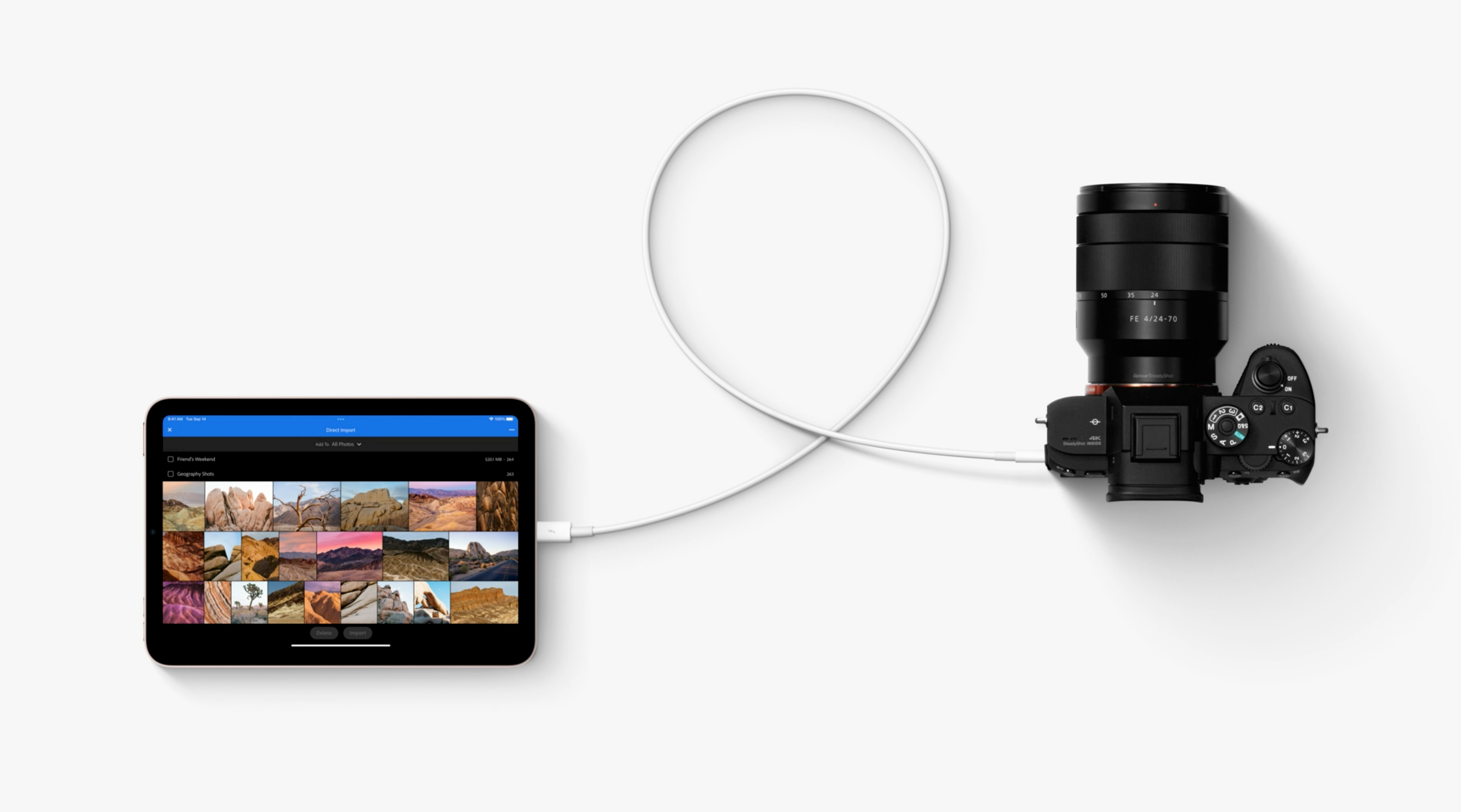 iPad mini tethered to a Sony camera