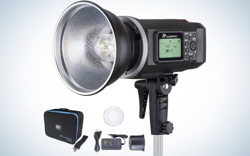 The Flashpoint XPLOR 600 is the best portrait lighting kit.