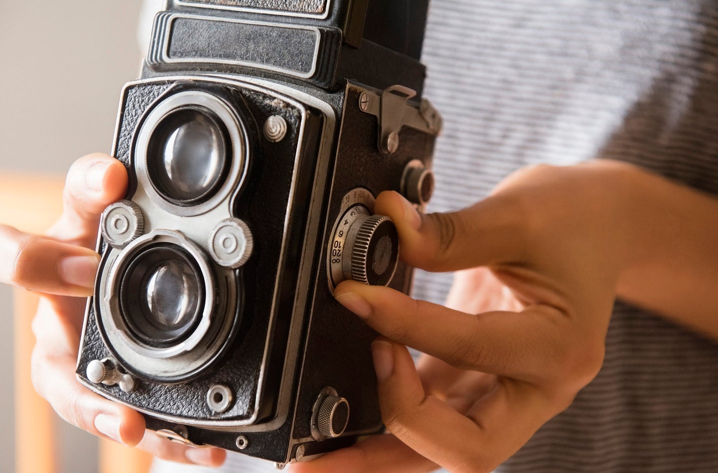 A Rolleiflex medium format camera
