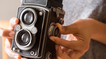 A Rolleiflex medium format camera