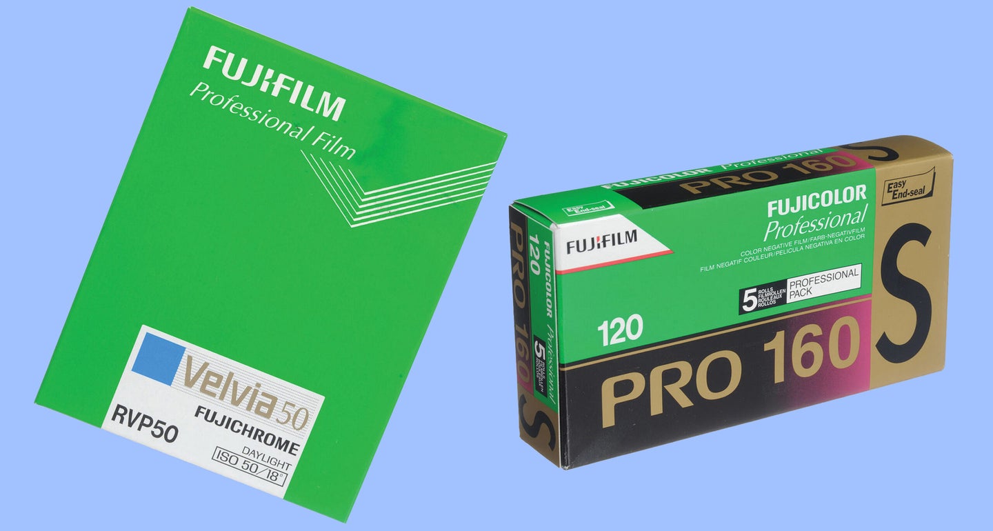 Fujifilm Velvia 50 sheet film and Fujicolor 160NS Pro 120 film
