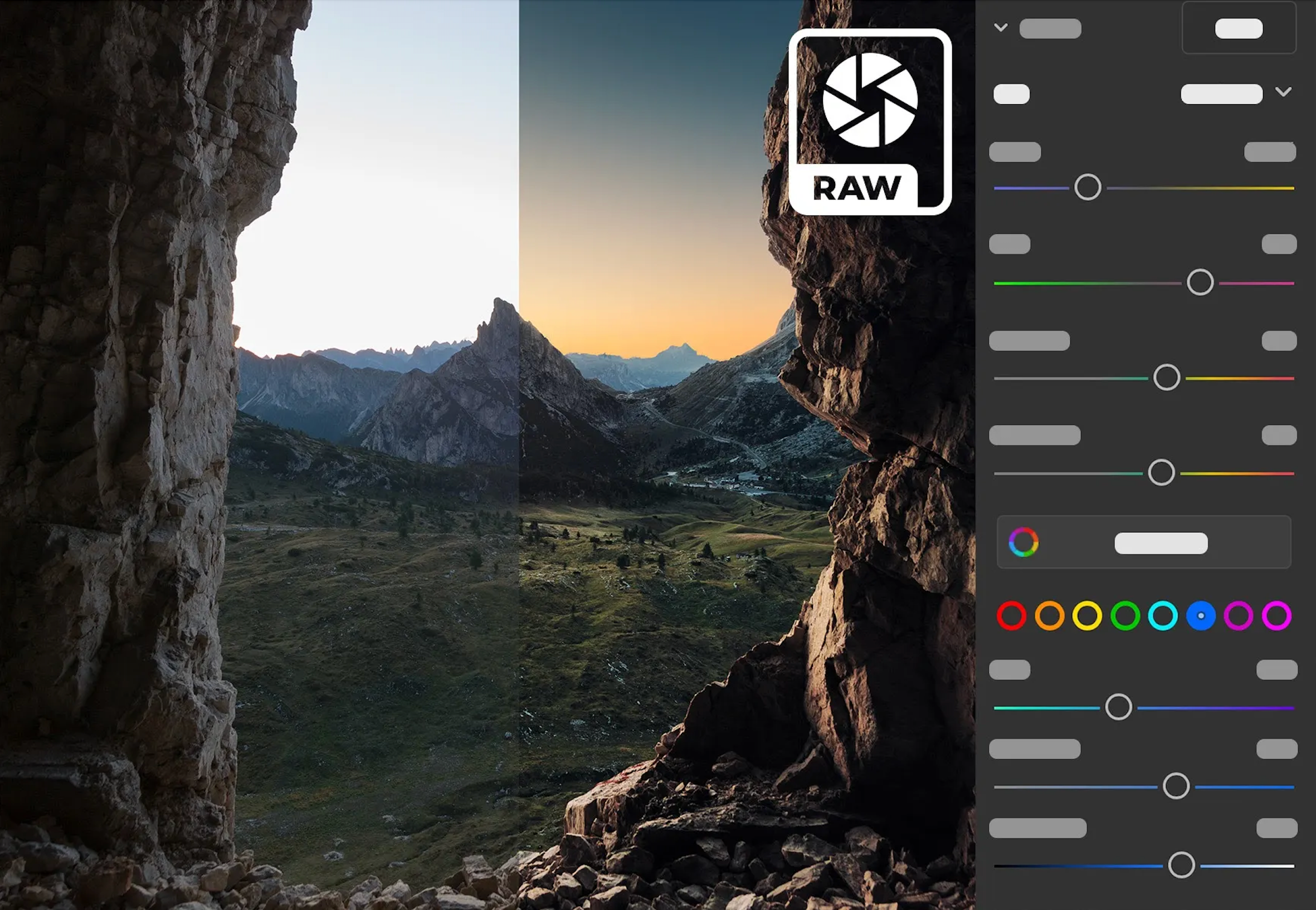 Adobe Camera Raw running on an iPad