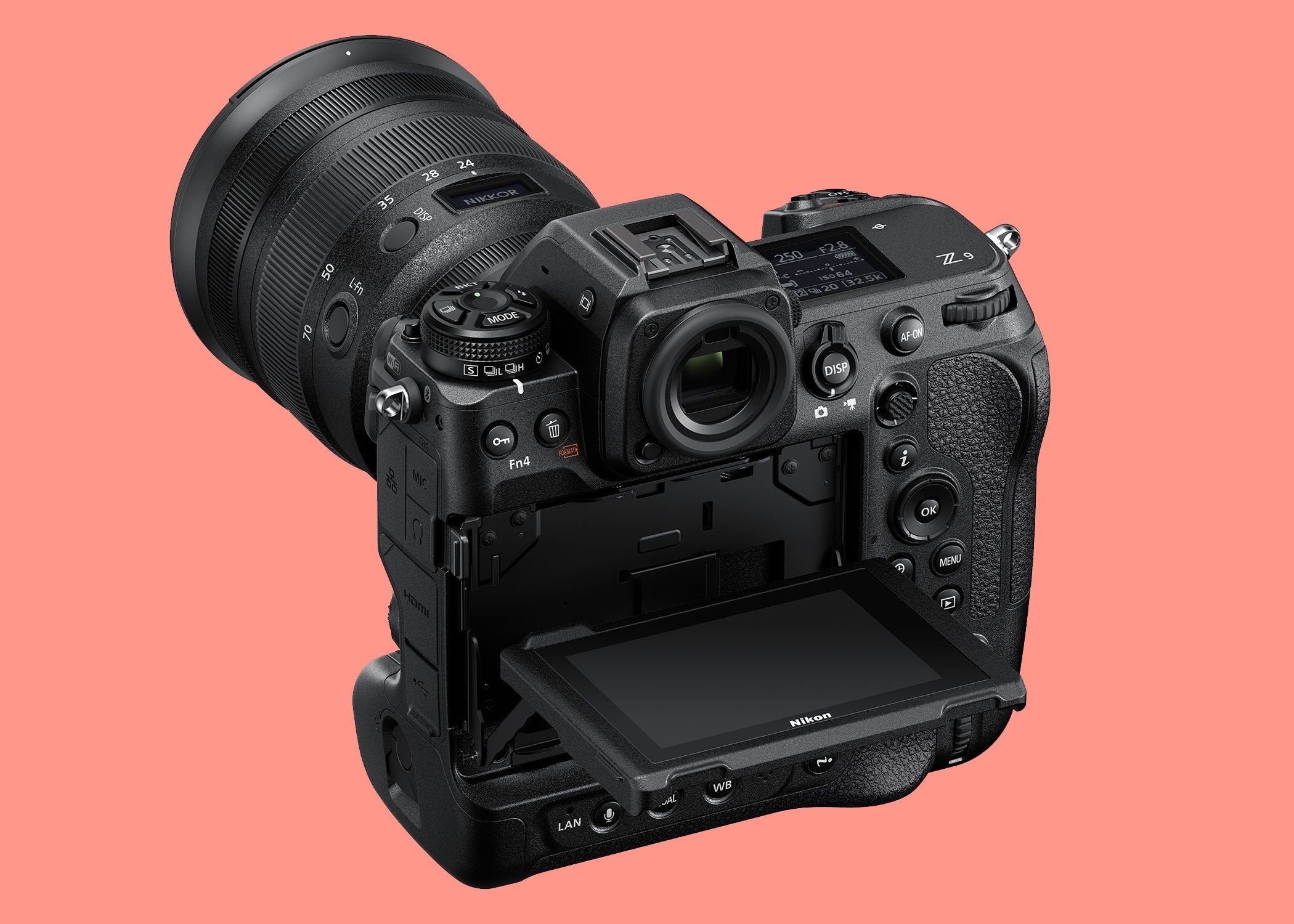 Nikon Z9 mirrorless camera back angle