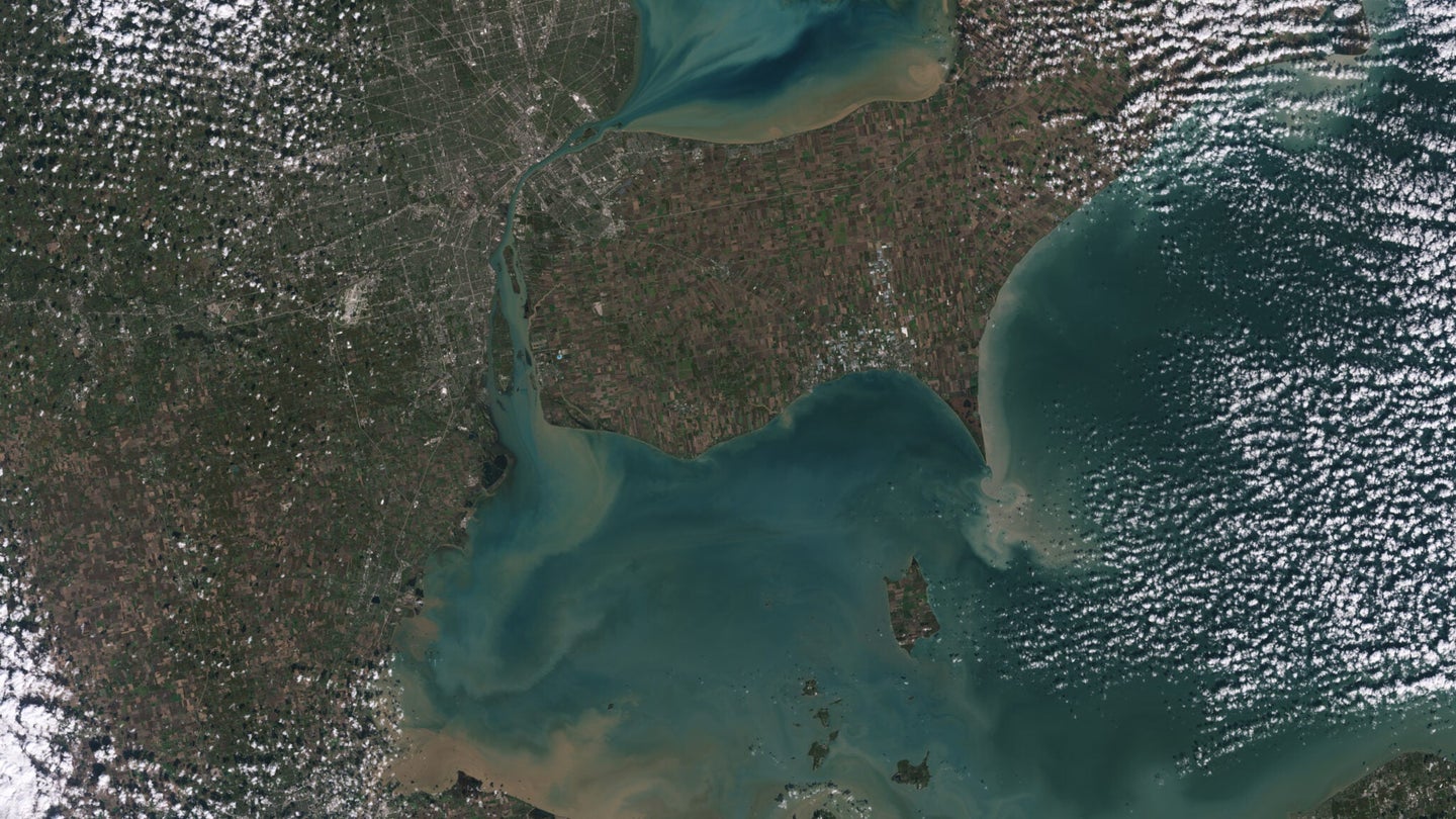 Lake Erie and Lake St. Clair photographed via satellite.