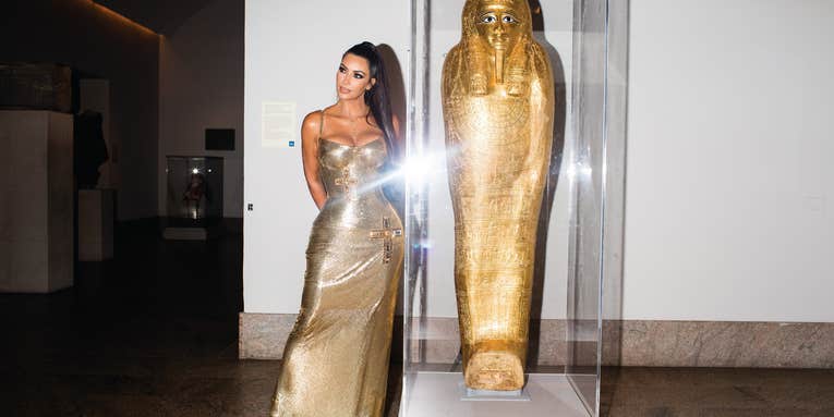 A viral photo of Kim Kardashian with a golden coffin helped solve an antiquities mystery