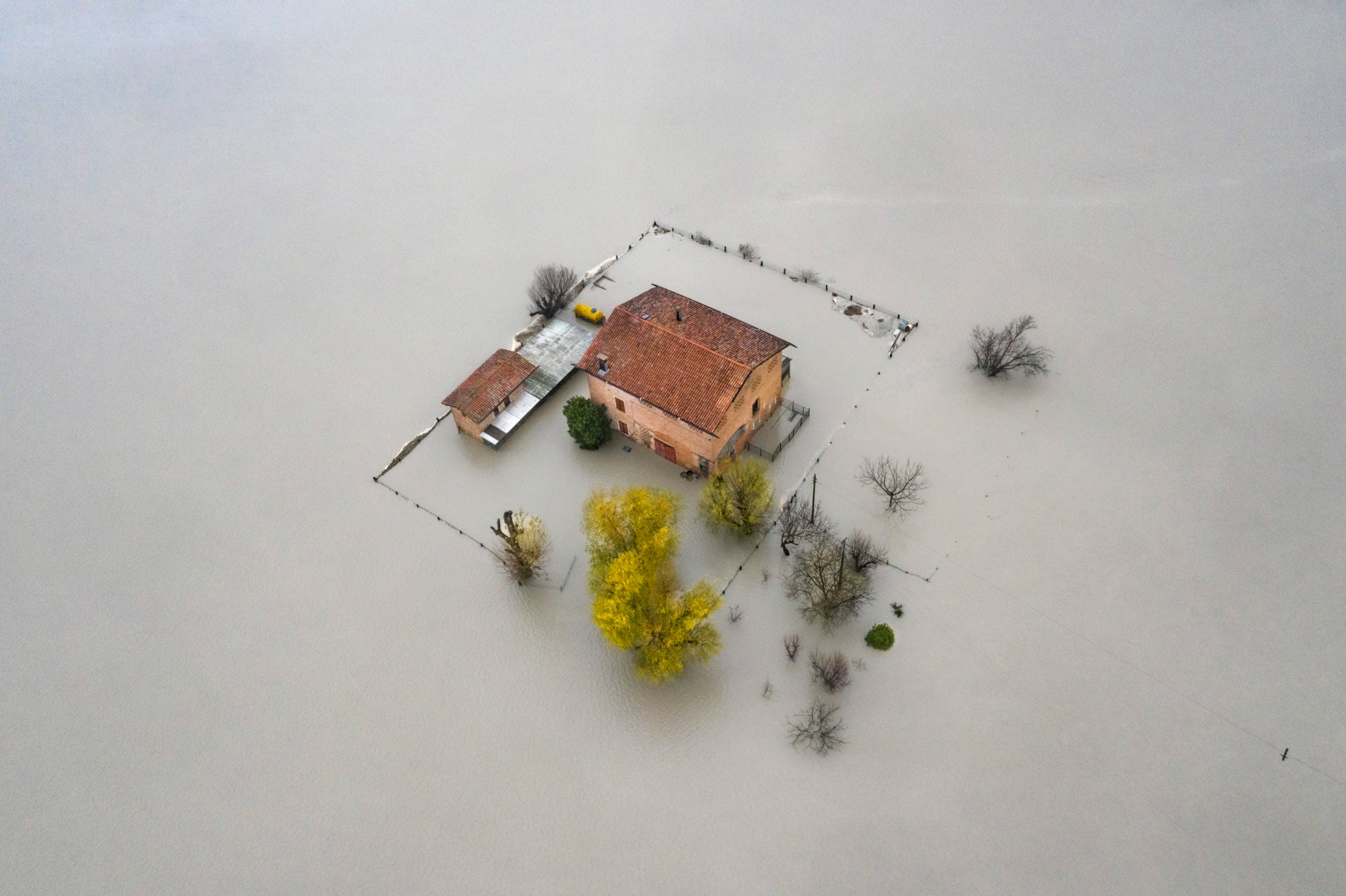 Title: "Ariel view of the Panaro river’s flooding near Modena, Italy."