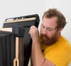 Ethan removing the film holder from his custom 20x24 camera.