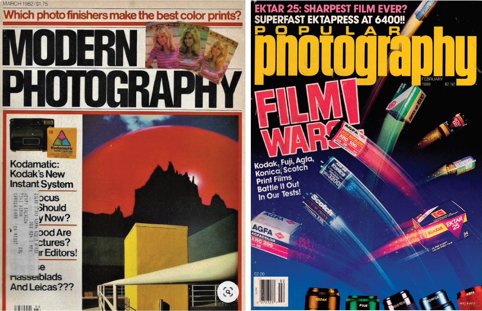 Covers of Modern Photography and Popular Photography