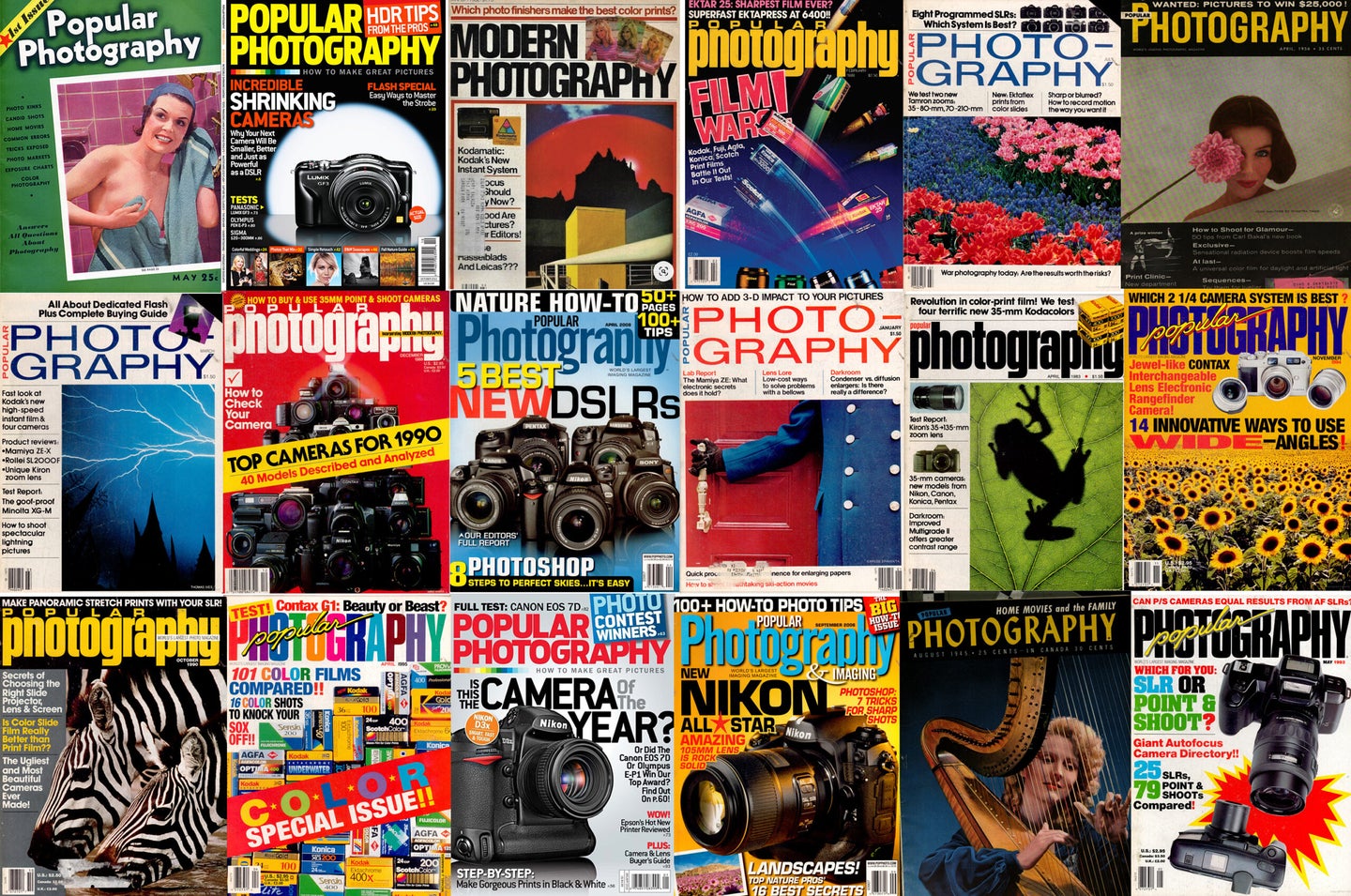 Past covers of Popular Photography magazine