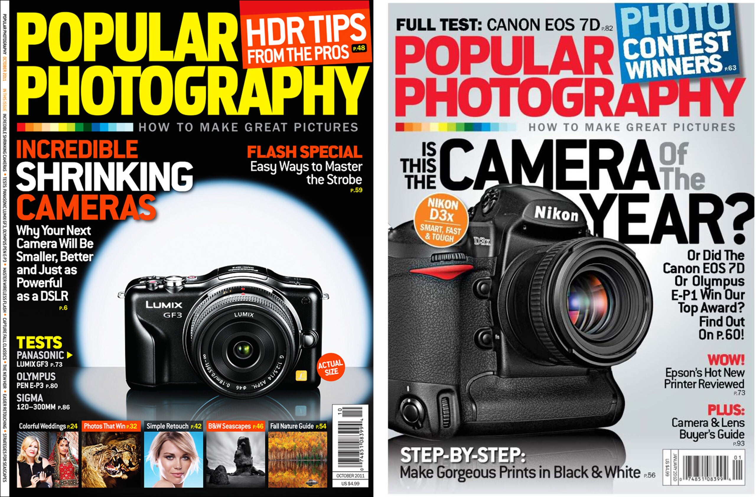 Two modern covers of Popular Photography magazine