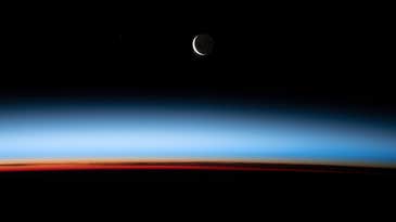 This stunning crescent moon was captured by astronauts aboard the ISS with a Nikon D5