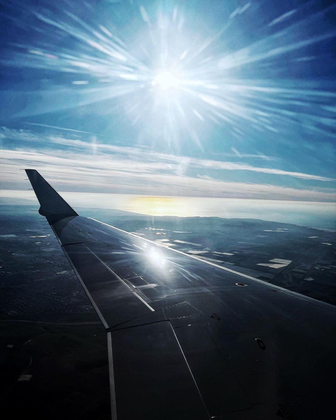 A view of the wing from a plane's window seat