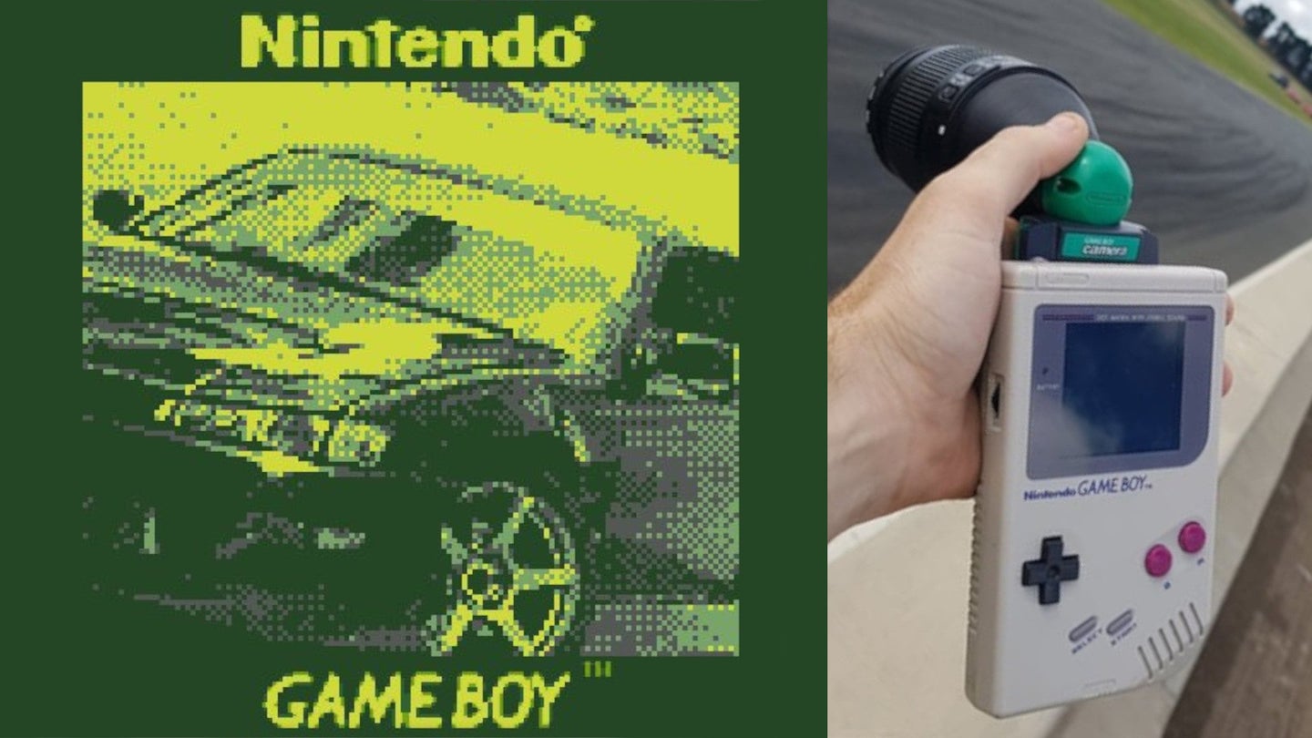 Left: A photo shot by Conor Merrigan with his Gameboy Camera and a Canon EF lens attached via a 3D-printed adapter (right).