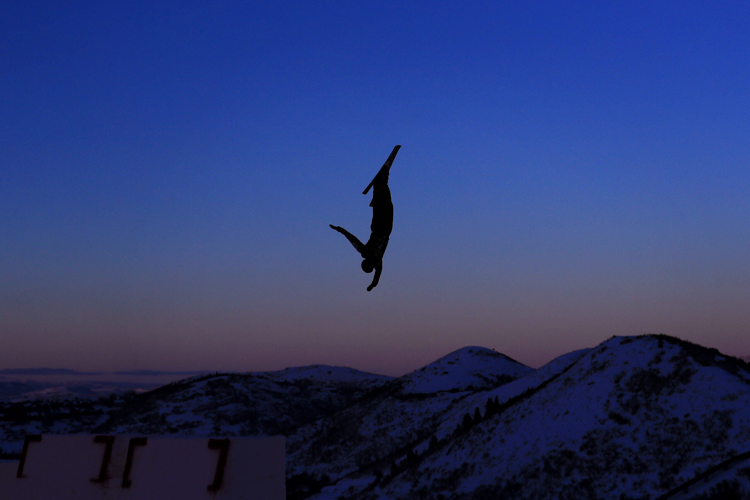 Felix Cormier-Boucher of Canada takes a run during training for the Mixed Team Aerials at the FIS Freestyle Ski World Championships on February 07, 2019 at Deer Valley Resort in Park City, Utah.