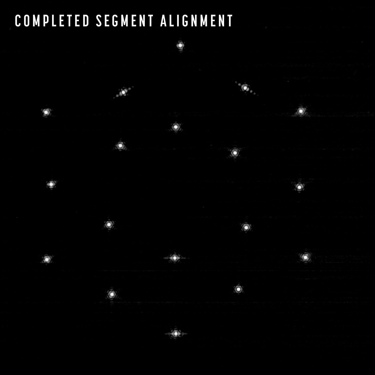 A photo taken by the JWST after phase 2 of its 7-stage calibration process. 