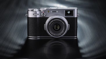 The Fujifilm X-E4 sports a 35mm equivalent f/2. lens.