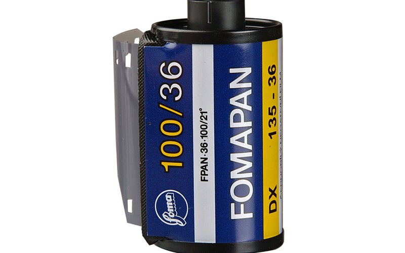 A roll of Fomapan 100 film.