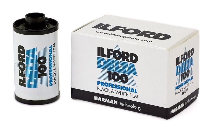 A roll of Ilford Delta 100 film.
