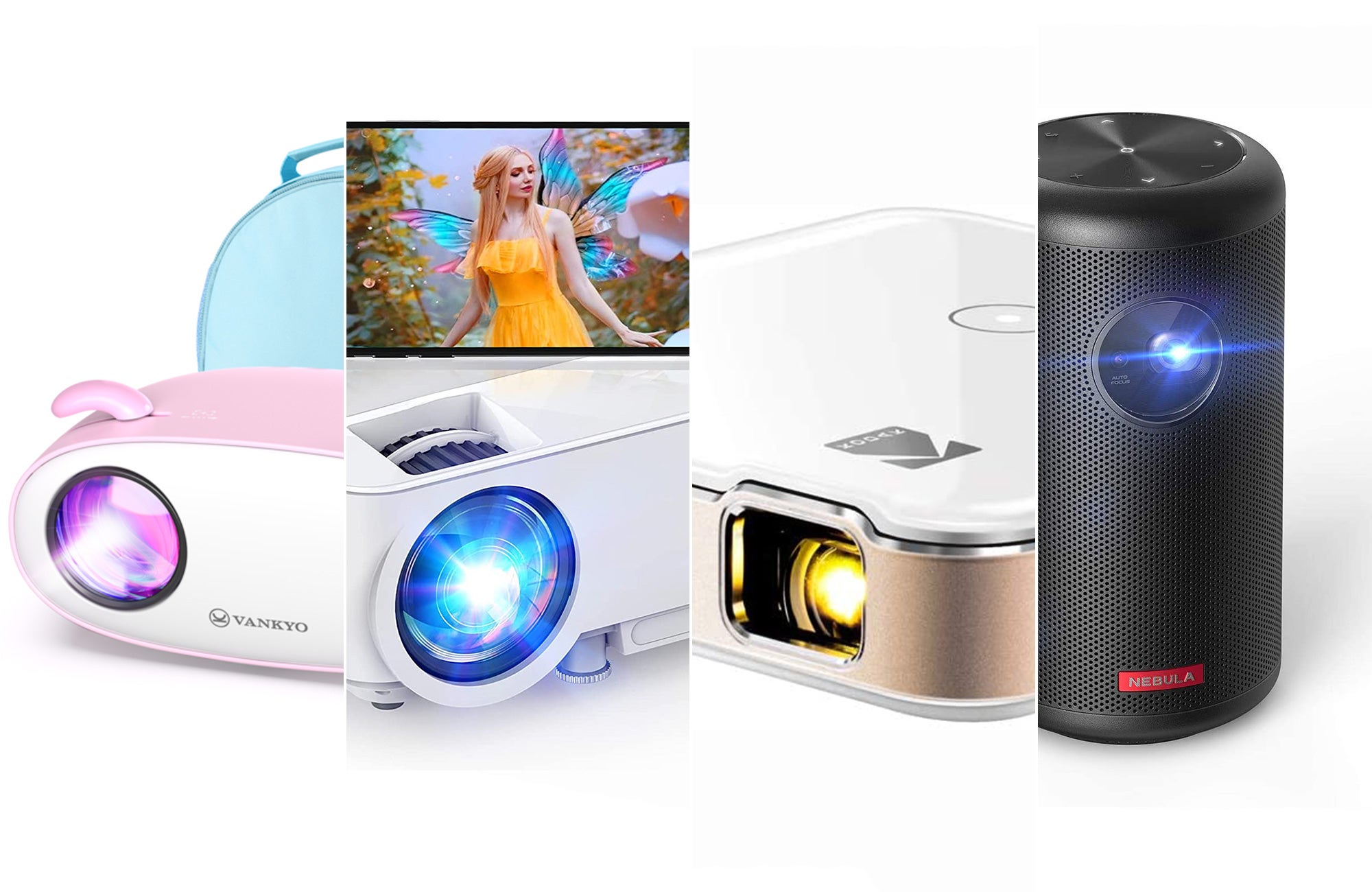 AV and USB Native 1080p Projector,Video Projector Moive Night Mini Projector Portable with 80,000 Hrs LED Lamp Life,Compatible with TV Stick TF HDMI PS4 