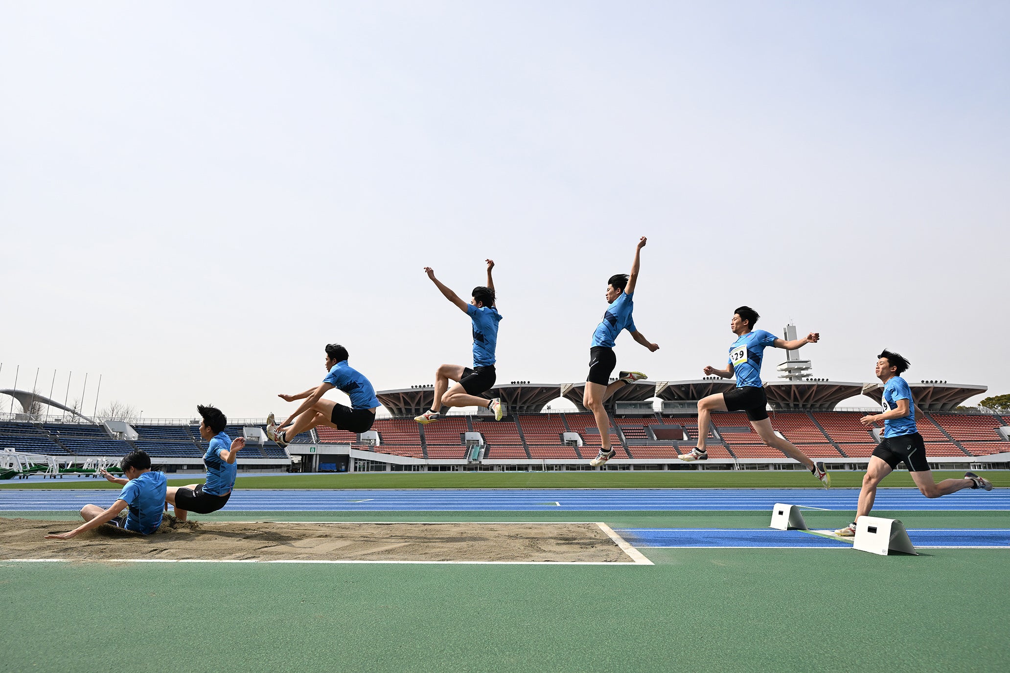 Sequence of an athlete long jumping.