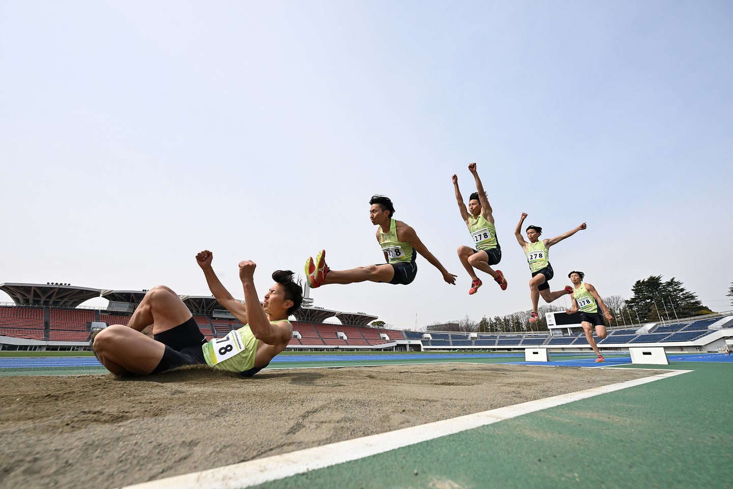 Sequence of an athlete long jumping.