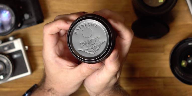 The Solarcan Puck is a tiny, reusable pinhole camera designed to track the sun’s path