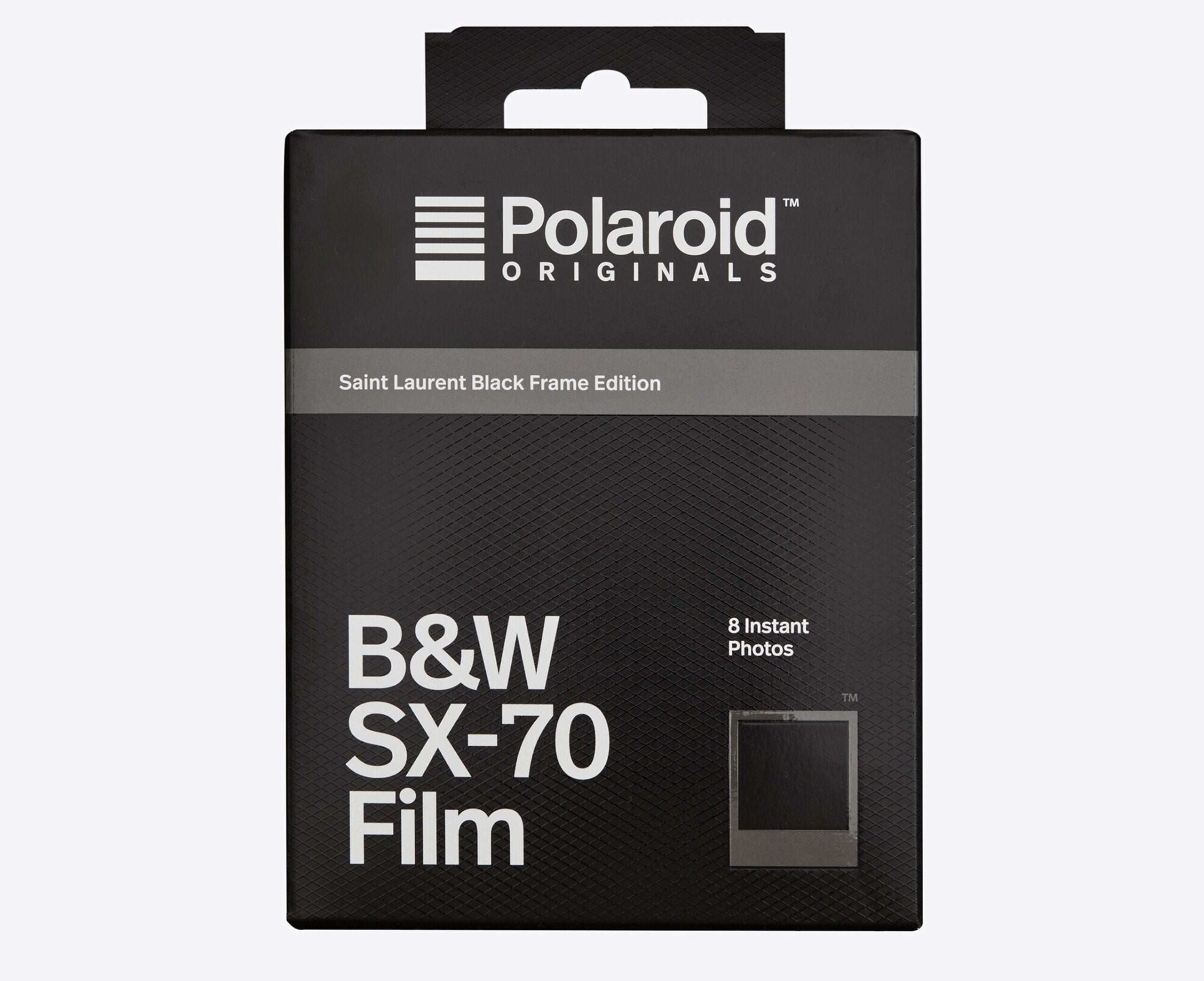 Limited edition Polaroid x Saint Laurent film features a black frame.