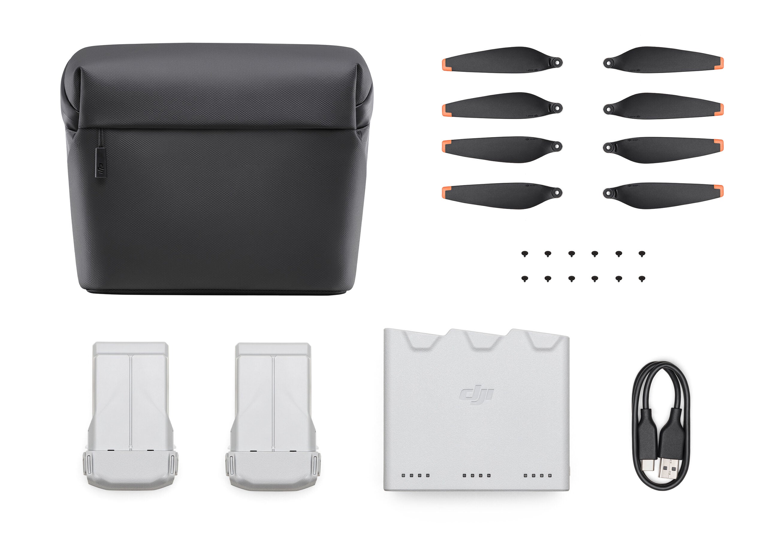 DJI is now selling the Fly More kits separately from the drones. The two kits include two batteries, spare props, a charging hub, USB-C cable and compact shoulder bag.