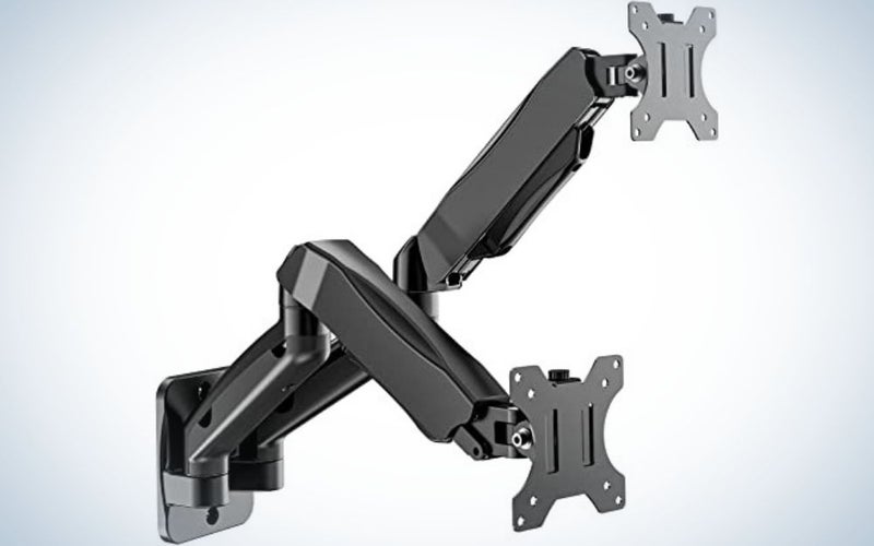 WALI Dual LCD Monitor Fully Adjustable Gas Spring Wall Mount