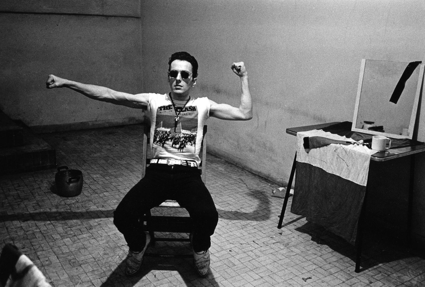 Joe Strummer backstage, The Clash, Milan, 1981.