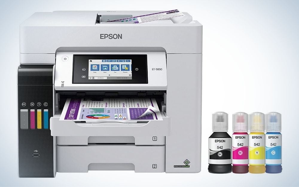 Epson EcoTank Pro ET-5850 is the best all in one printer for small business.