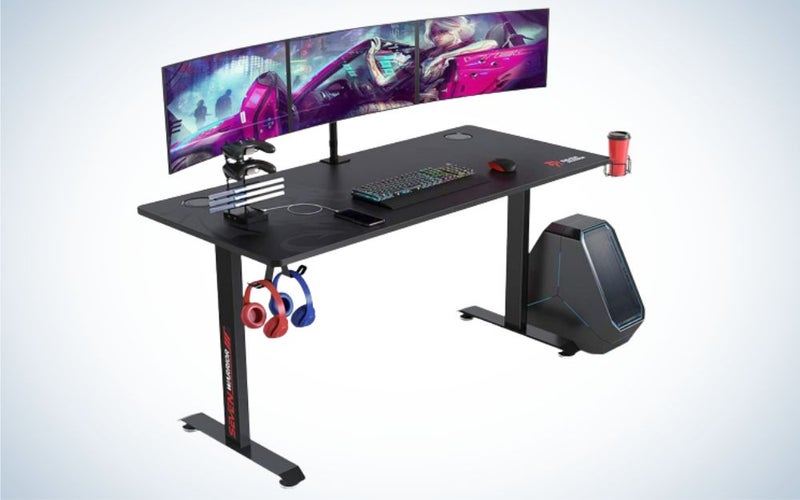 SEVEN WARRIOR Gaming Desk 60 INCH is the best gaming desk for dual monitors.