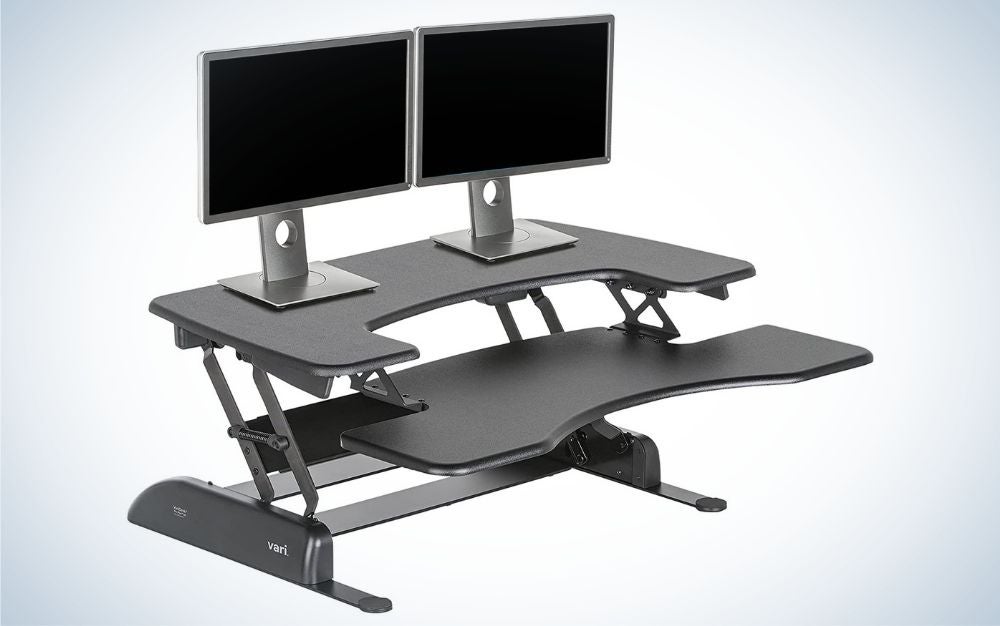 VariDesk Pro Plus 36 is the best stand up desk converter for dual monitors.