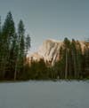 half dome yosemite in the winter 