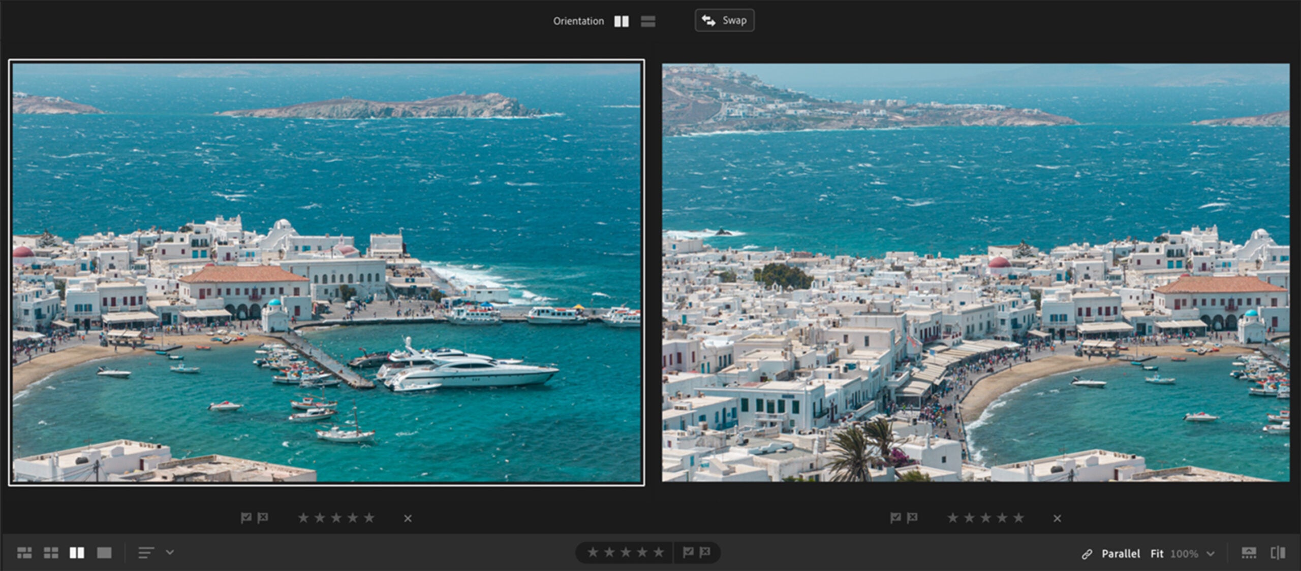 Compare view in Lightroom
