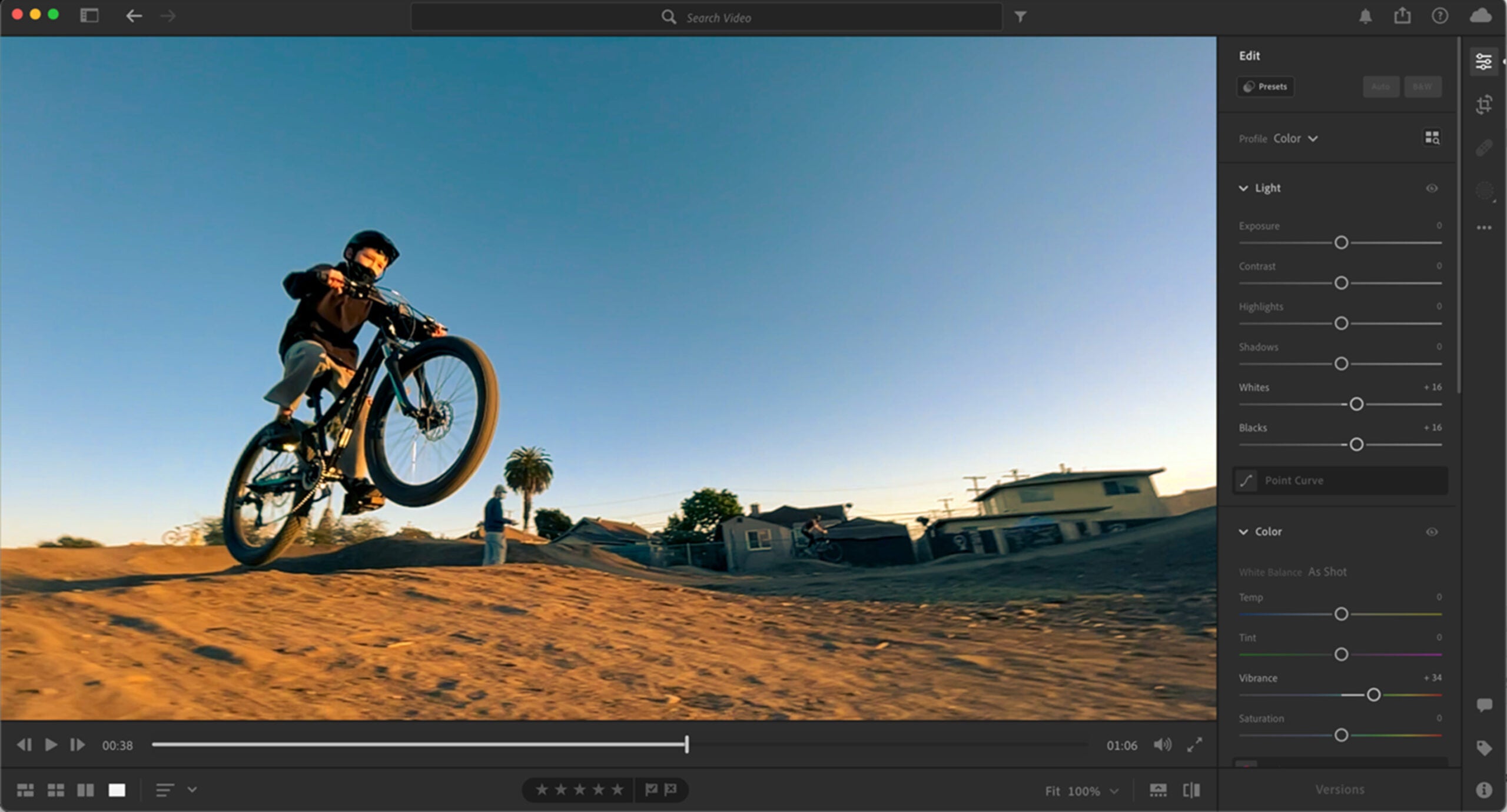 Video editing in Lightroom.